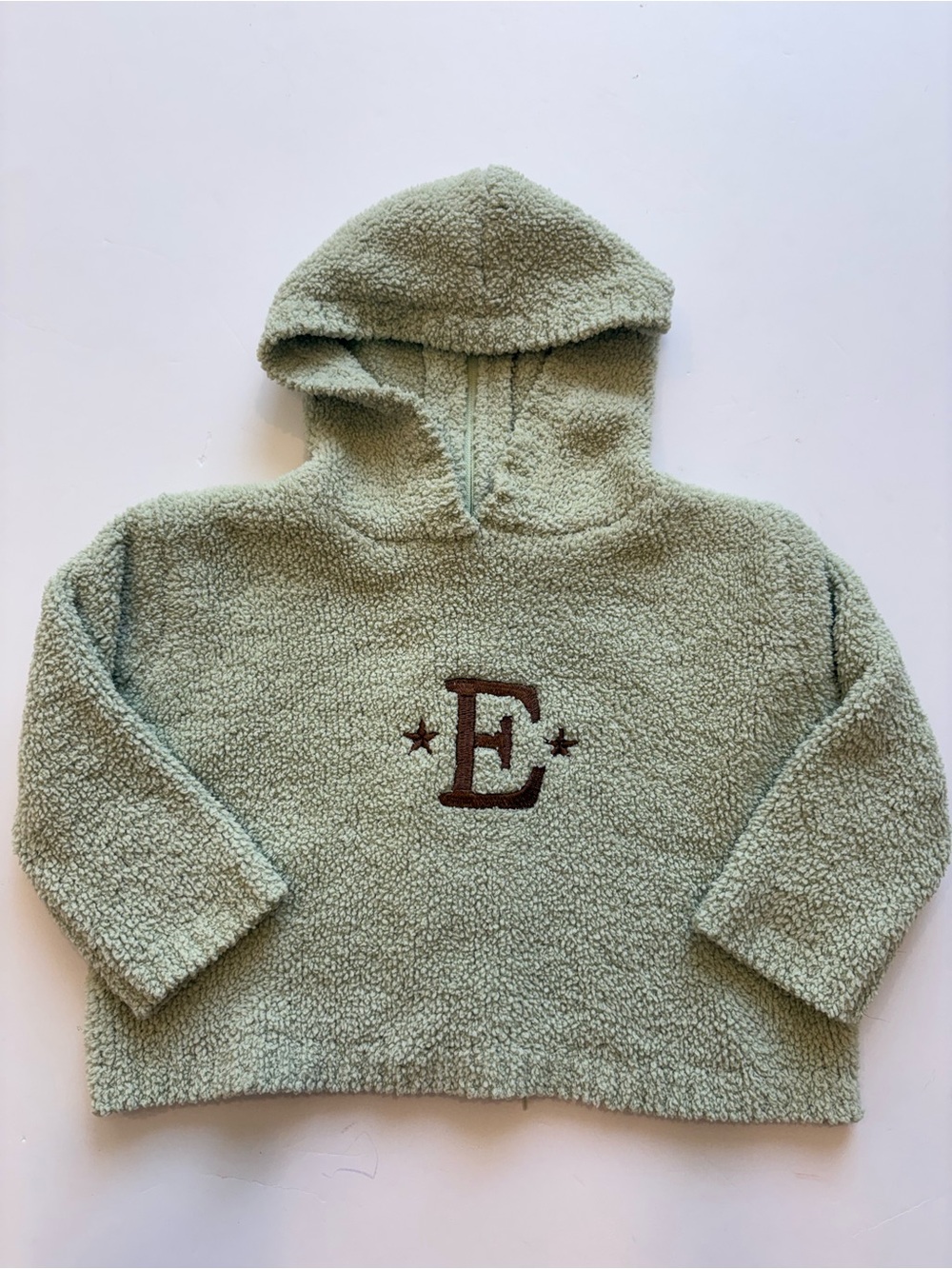 Cozy Sage Green Hoodie with Embroidered 'E' 0-6Months